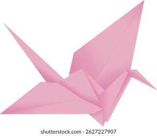3d origami paper crane vector art illustrator  isolated background