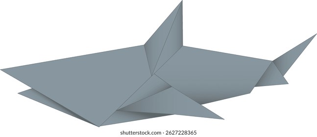 3d origami papel tubarão arte isolado fundo