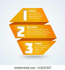 3d origami progress banner with numbers and place for your text. Vector illustration.