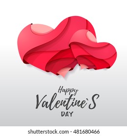 3d origami Valentines heart. Valentine's day background