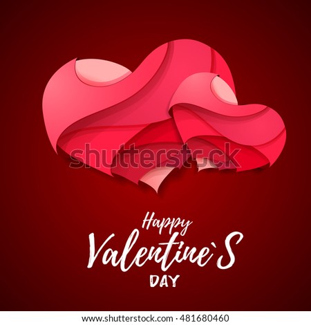 3 D Origami Valentines Heart Valentines Day Royalty Free