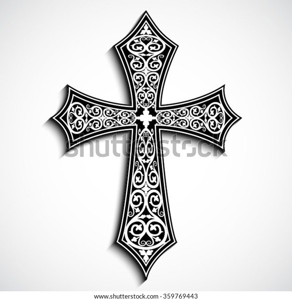 3d装飾用十字架 影付き ベクターイラスト のベクター画像素材 ロイヤリティフリー