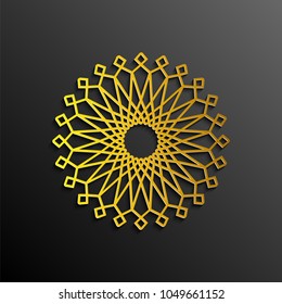 3d ornaments with black background , illustrations with arabic geometric pattern