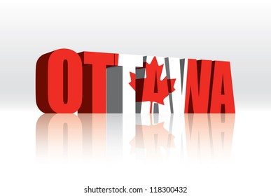 3D Ottawa (Canada) Vector Word Text Flag