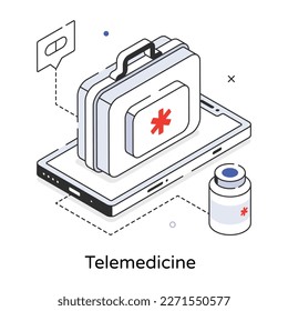 A 3d outline icon of telemedicine 