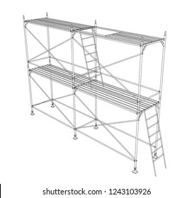 3D outline scaffold. Vector rendering of 3d. Wire-frame style. The layers of visible and invisible lines are separated - Powered by Shutterstock - Get 15% off with code: PIKWIZARD15