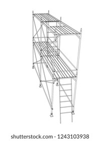 3D outline scaffold. Vector rendering of 3d. Wire-frame style. The layers of visible and invisible lines are separated
