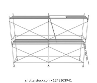 3D outline scaffold. Vector rendering of 3d. Wire-frame style. The layers of visible and invisible lines are separated