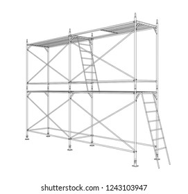 3D outline scaffold. Vector rendering of 3d. Wire-frame style. The layers of visible and invisible lines are separated