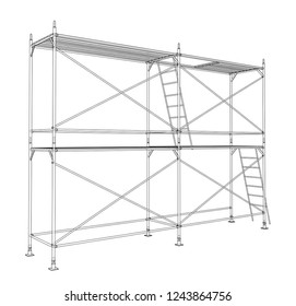 3D outline scaffold. Vector rendering of 3d. Wire-frame style. The layers of visible and invisible lines are separated