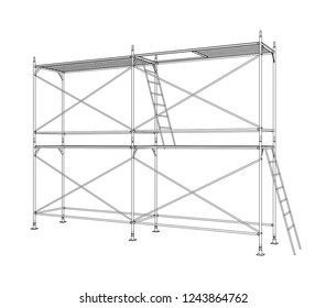 3D outline scaffold. Vector rendering of 3d. Wire-frame style. The layers of visible and invisible lines are separated