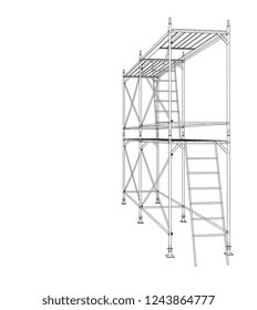 3D outline scaffold. Vector rendering of 3d. Wire-frame style. The layers of visible and invisible lines are separated