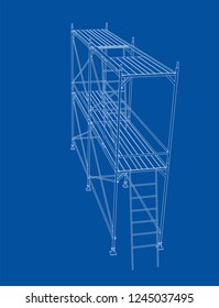 3D outline scaffold. Vector rendering of 3d. Wire-frame style. The layers of visible and invisible lines are separated