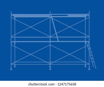 3D outline scaffold. Vector rendering of 3d. Wire-frame style. The layers of visible and invisible lines are separated