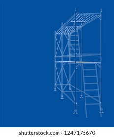 3D outline scaffold. Vector rendering of 3d. Wire-frame style. The layers of visible and invisible lines are separated