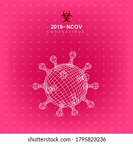 3D Outline Style Coronavirus 2019-nCoV Virus Covid Background. EPS10 Vector