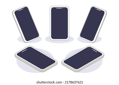 3D Outlined Flat Design Smartphone Mockup Vector
