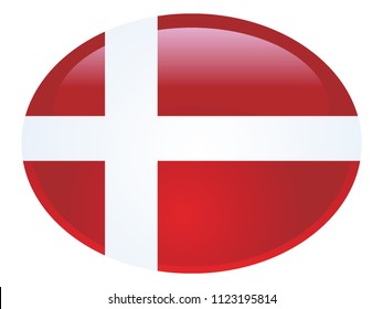 3d Oval Flag Of Denmark