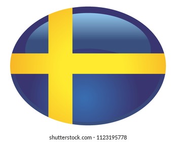 3d oval flag of Sweden