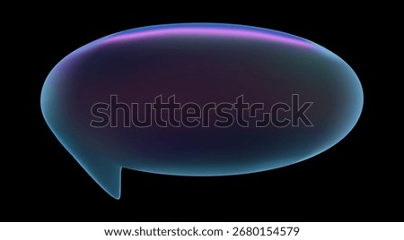 3D oval neon chat bubble isolated on dark background for template and futuristic communication design