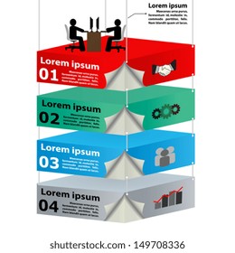 3d overhead platforms with workers for business ideas. Presentations, brochure, template, Web design element
