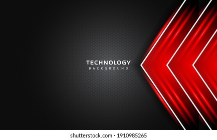 3D Overlap layers effect with red color light decoration. modern technology design template. 3D backdrop. vector illustration.