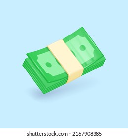 3d pack of green dollars. banknotes in a realistic style. vector illustration.