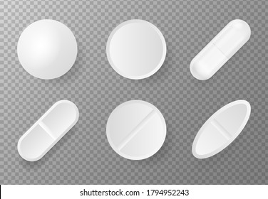 3d pack with pill mock up on white backdrop. Isolated 3d vector. White background. Realistic 3d objects. Vector illustration.