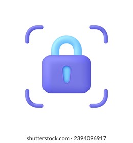 3D Padlock icon. Focus concept. Cyber security to Protect Personal Data. Encryption, protection, security, safety, privacy concept. Trendy and modern vector in 3d style.