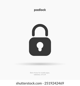 3D padlock, lock or locked icon for social media, mobile application, password, UI template. website