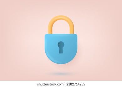 3d Padlock, lock. Security data, safety, encryption, protection, privacy concept. 3d vector illustration.