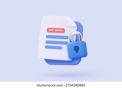 Candado 3D para la Contraseña segura en línea sobre fondo blanco. Señal de candado cerrado. Concepto mínimo de protección de datos digitales de seguridad cibernética. Protección de seguridad 3D en ilustración de Vector aislado
