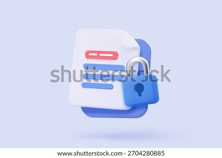 3D padlock for password secure online on white background. Closed padlock sign. Cyber security digital data protection minimal concept. 3d security protection on isolated vector render illustration
