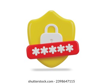 3d padlock with security shield password secure icon vector illustration