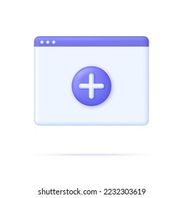 3D Page plus icon. Add new document illustration. Can be used for many purposes. Trendy and modern vector in 3d style.