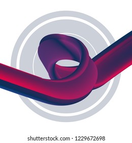 3D Paint Brush with Vibrant Texture on White Background. Vector Red and Purple Line Stroke. Creative Element of a Digital Poster Design
