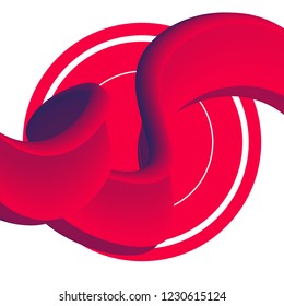 3D Paint Brush with Vibrant Texture on White Background. Vector Red and Purple Line Stroke. Creative Element of a Digital Poster Design