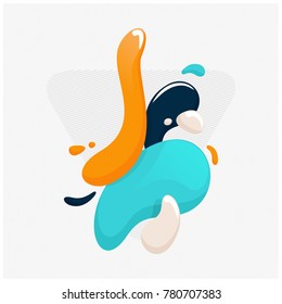3D Paint Flying Decorative Isolated Elements on Abstract Background 