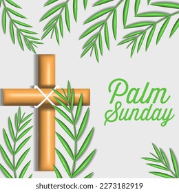 3d palm sunday illustration vector design