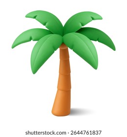 3d palm tree icon, isolated on white background. 3d coconut tree symbol in vector illustration