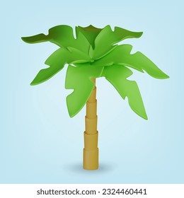 3d Palm tree . Realistic tree on blue background. Vector illustration.