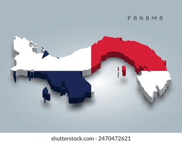 3D Panama Karte und Flagge