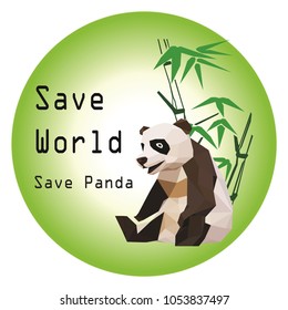 3D panda and green background