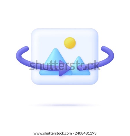 3D Panoramic photography icon. 360 degree view symbol. Panoramas and 360 degrees rotating. Virtual reality concept. Trendy and modern vector in 3d style.