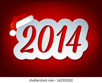 3D paper 2014 sign. Vector eps10.