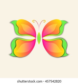 3D paper abstract butterfly colorful shape can be used for card,stickers,paperwork and other artwork