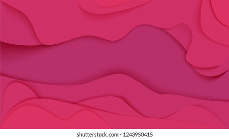 3d paper abstract illustration. Pink background. Vector design layout for banners presentations, flyers, posters and invitations.