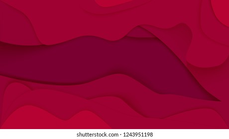 3d paper abstract illustration. Red background. Vector design layout for banners presentations, flyers, posters and invitations.