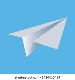 3d paper airplane icon on sky color background. flat style. paper aircraft icon for your web site design, logo, app, UI. paper airplane sign. Vector illustration. Eps file 136.