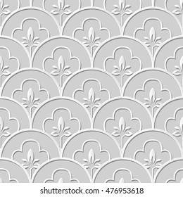 3D paper art 537 round curve scale line flower